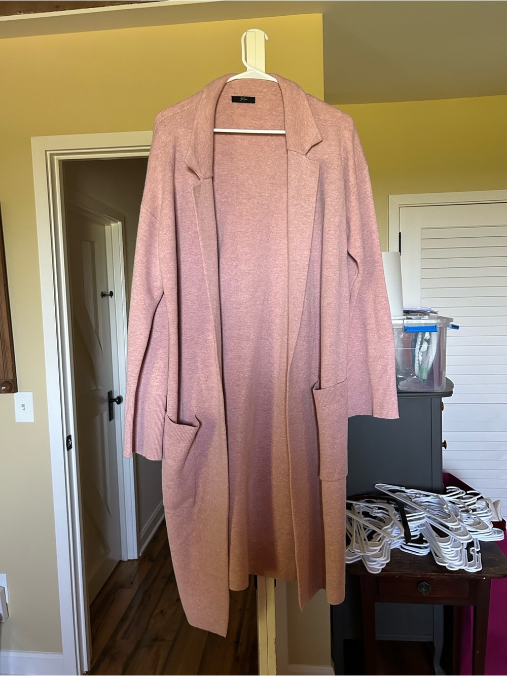 JCrew Long Open-Front Women's Cardigan Sweater - Dusty Rose